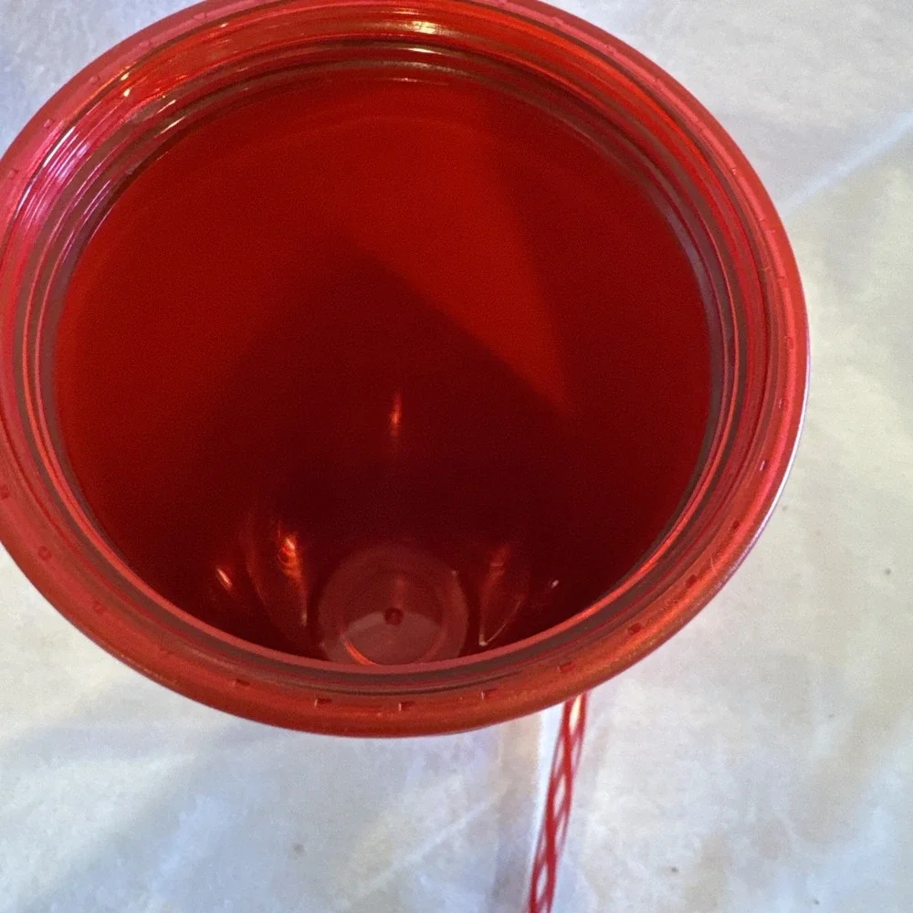 Starbucks Venti 24oz Cup‎ Tumbler Shiny Ruby Red Pink With Chrome Finish